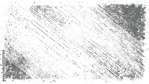 A distressed grunge texture with diagonal streaks and scattered speckles in gray and white.