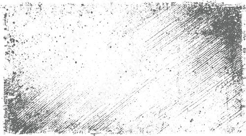 A monochrome distressed grunge background with diagonal scratches and scattered speckles.