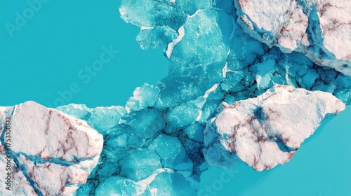 Textured blue water with fragmented rocks for design and background use