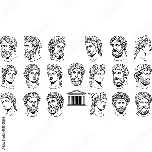 Collection of Ancient Greek and Roman Busts and Statues.