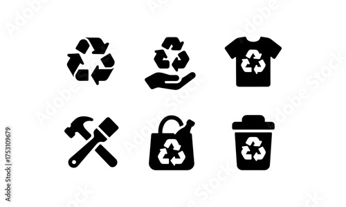 Eco-friendly recycling icons set for sustainable living and environmental awareness