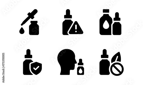Medicine dropper icons: essential silhouettes for healthcare and medicine