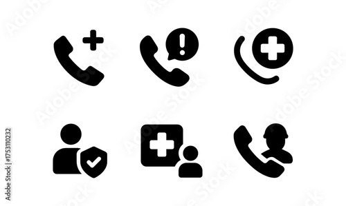 Healthcare communication icons set with call and medical symbols