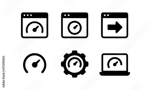 Set of speedometer icons in flat style for web and apps