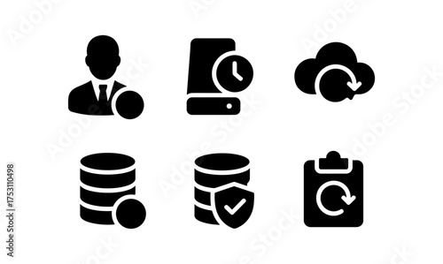 Business and data management icons for web and print design projects
