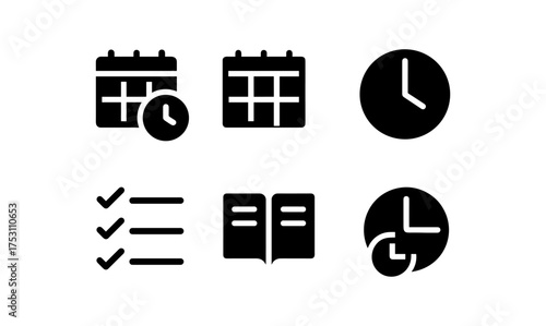 Minimalist icon set for time management and scheduling essentials