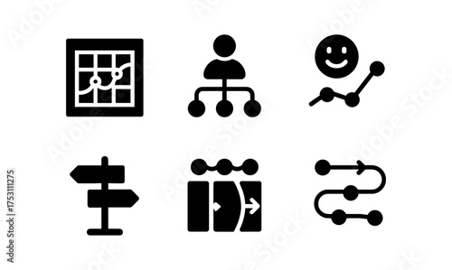 Set of minimalist icons for data analysis and workflow representation