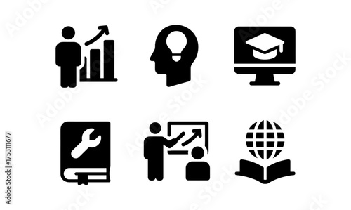 Educational and professional icons: growth, learning, and innovation