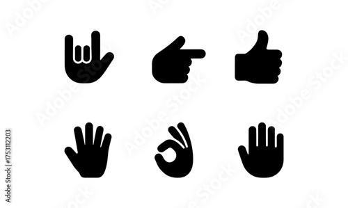 Silhouette hand gesture icons for communication and interaction