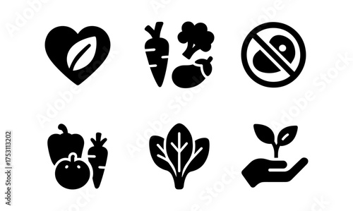 Organic food and plant-based icons for healthy living