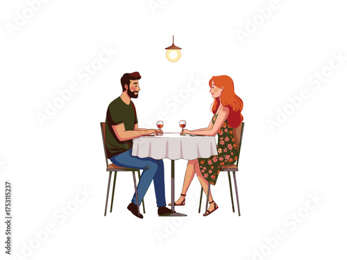 man and woman on a date in a cafe