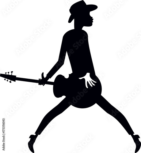 Guitarist. Art silhouette of the singing guitar player