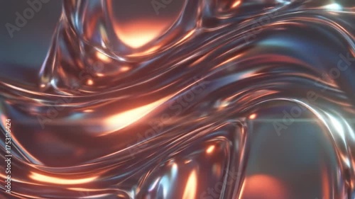 Abstract Metallic Flowing Liquid Animation Background Loop.