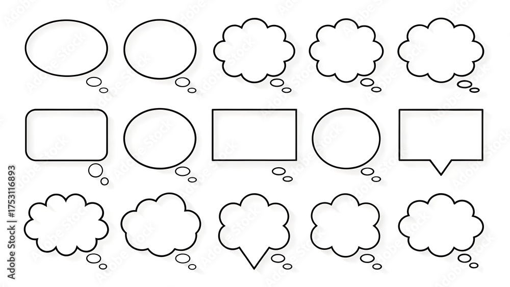 Fototapeta premium Collection of hand drawn speech bubbles and thought bubbles