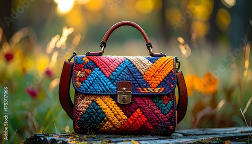 hand bag with autumn leaves