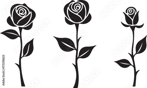 Elegant Rose Flower Silhouette Bundle