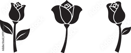 Elegant Rose Flower Silhouette Bundle