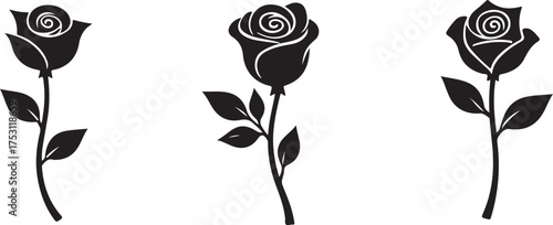 Elegant Rose Flower Silhouette Bundle