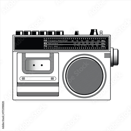 Radio tape recorder retro vector
