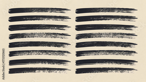Collection of thick black brush strokes on a textured beige background
