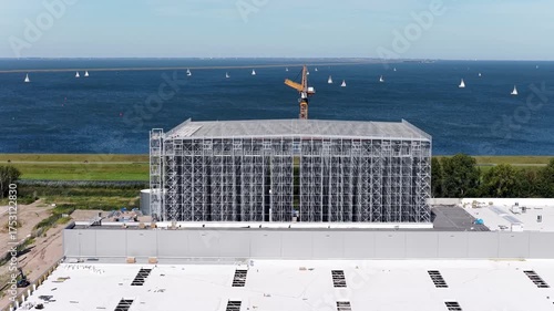 Lelystad, Flevoland, the Netherlands: Flevokust Haven Lelystad industrial estate with new logistics companies
