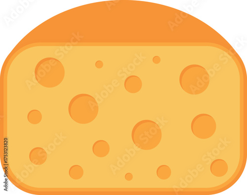 A large piece of cheese with holes, half of a cheese package. Isolated vector illustration on a transparent background.