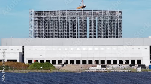 Lelystad, Flevoland, the Netherlands: Flevokust Haven Lelystad industrial estate with new logistics companies
