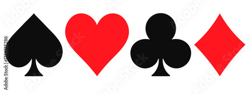 Vector set of ace card suits, playing card symbols, aces, and card suit icons. Concept for gambling, poker, and other games. Element for your design.