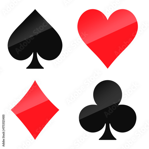 Vector set of ace card suits, playing card symbols, aces, and card suit icons. Concept for gambling, poker, and other games. Element for your design.
