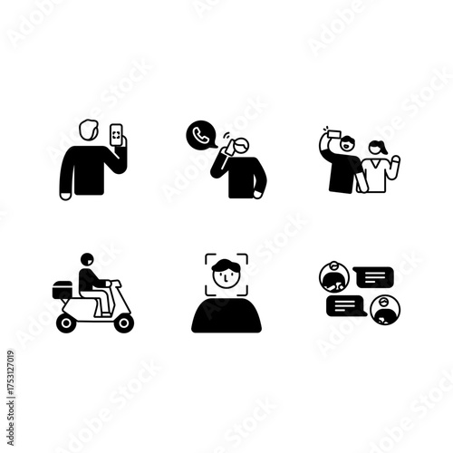 Smartphone Activities Icon set, doodle style