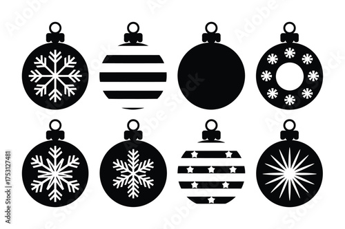 Christmas baubles icon set festive holiday vector