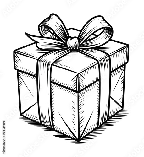 Hand drawn gift box sketch christmas holiday vector