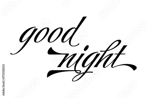 Good Night - calligraphy vector phrase Good Night, Modern lettering on white background. 

