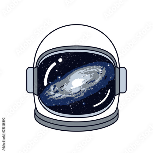Astronaut Helmet Reflecting a Galaxy - A Cosmic Dream.