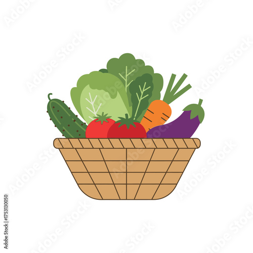 Basket of Fresh Vegetables - A Colorful and Healthy Harvest.