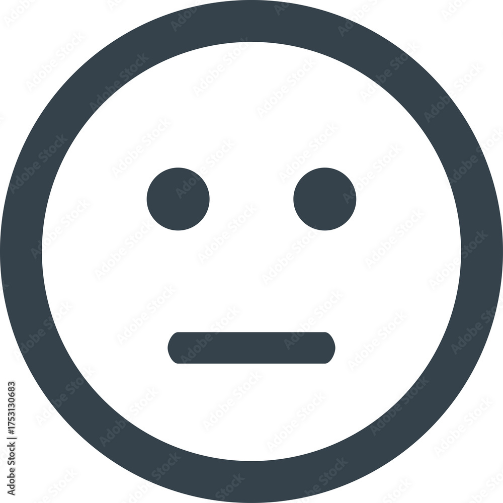 Fototapeta premium Neutral Face Icon Simple Dark Gray Circle Outline Flat Design Minimalist Symbol On Transparent Background