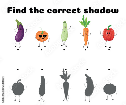 Vegetable Shadow Matching Activity for Kids
