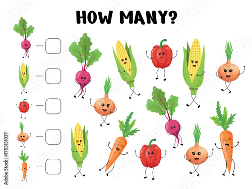 How Many Vegetables Activity Sheet for Kids
