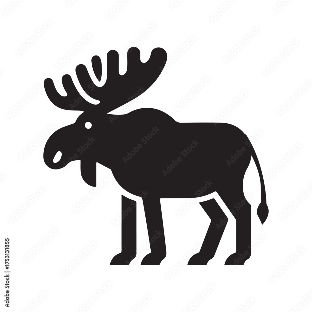 Obraz premium Moose Silhouette Vector Illustration White Background Free Vector.