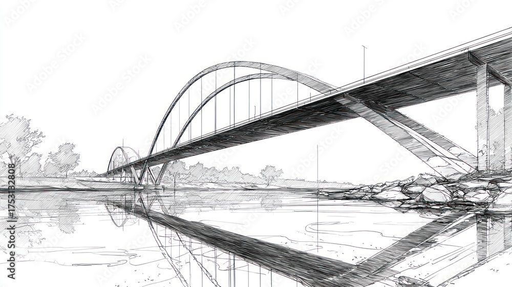 Fototapeta premium Architectural bridge drawing