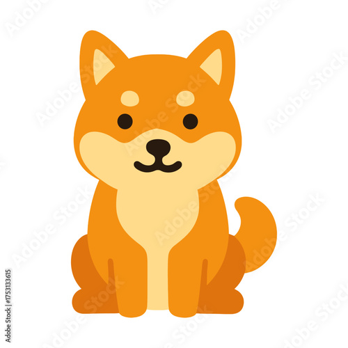 Cute cartoon shiba inu dog illustration on white background