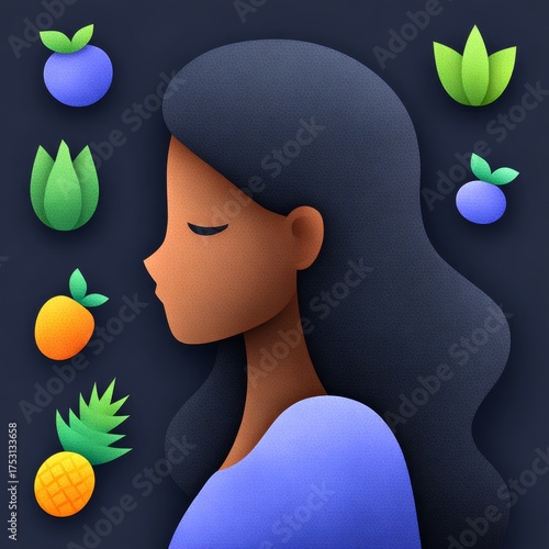Colorful contemporary portrait of tropical women in vibrant paradise aesthetic art inspiring environment