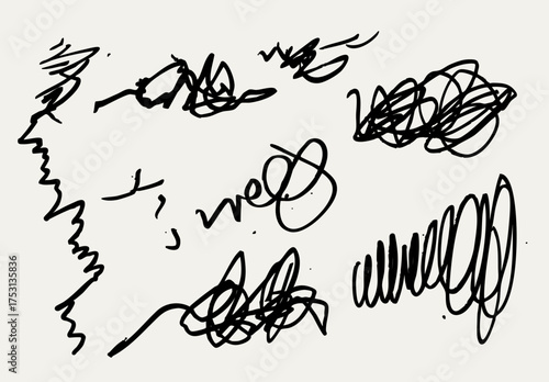 Vector graphic elements. isolated hand drawn pencil underlines, scribble lines.
