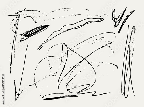 Vector graphic elements. isolated hand drawn pencil underlines, scribble lines.