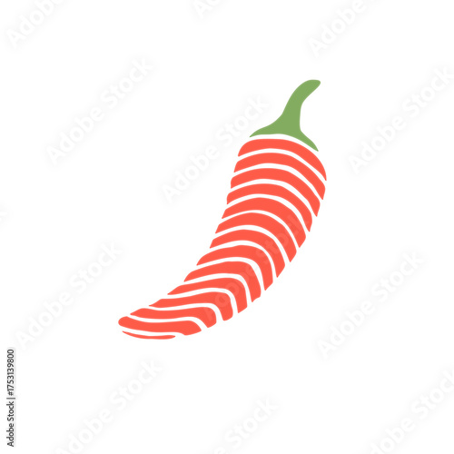 Hot chili pepper line art. Minimalist red chili pepper doodle illustration. Modern abstract striped chili pepper vector. Playful spicy food design. hot chili pepper. Red chili pepper hand drawn.