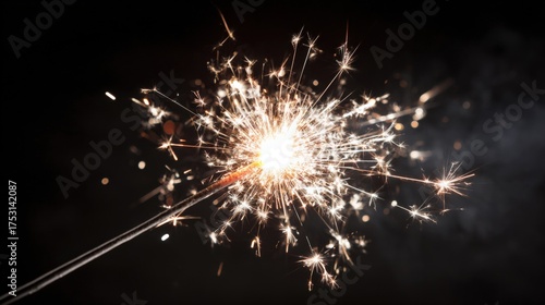 Wallpaper Mural Festive Sparkler Bursting with Light Against Dark Background, Celebrating New Year's Eve or Special Occasions Torontodigital.ca