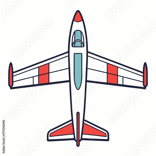 Top-Down View of a Stylized Jet Airplane Illustration