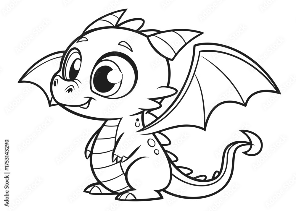 Obraz premium Cute Baby Dragon Coloring Page