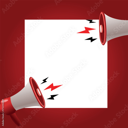 red megaphone with blank label