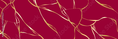 Abstract golden kintsugi background with elegant crack lines. Luxury vector pattern, golden foil texture and soft kintsugi crack effect wallpaper.